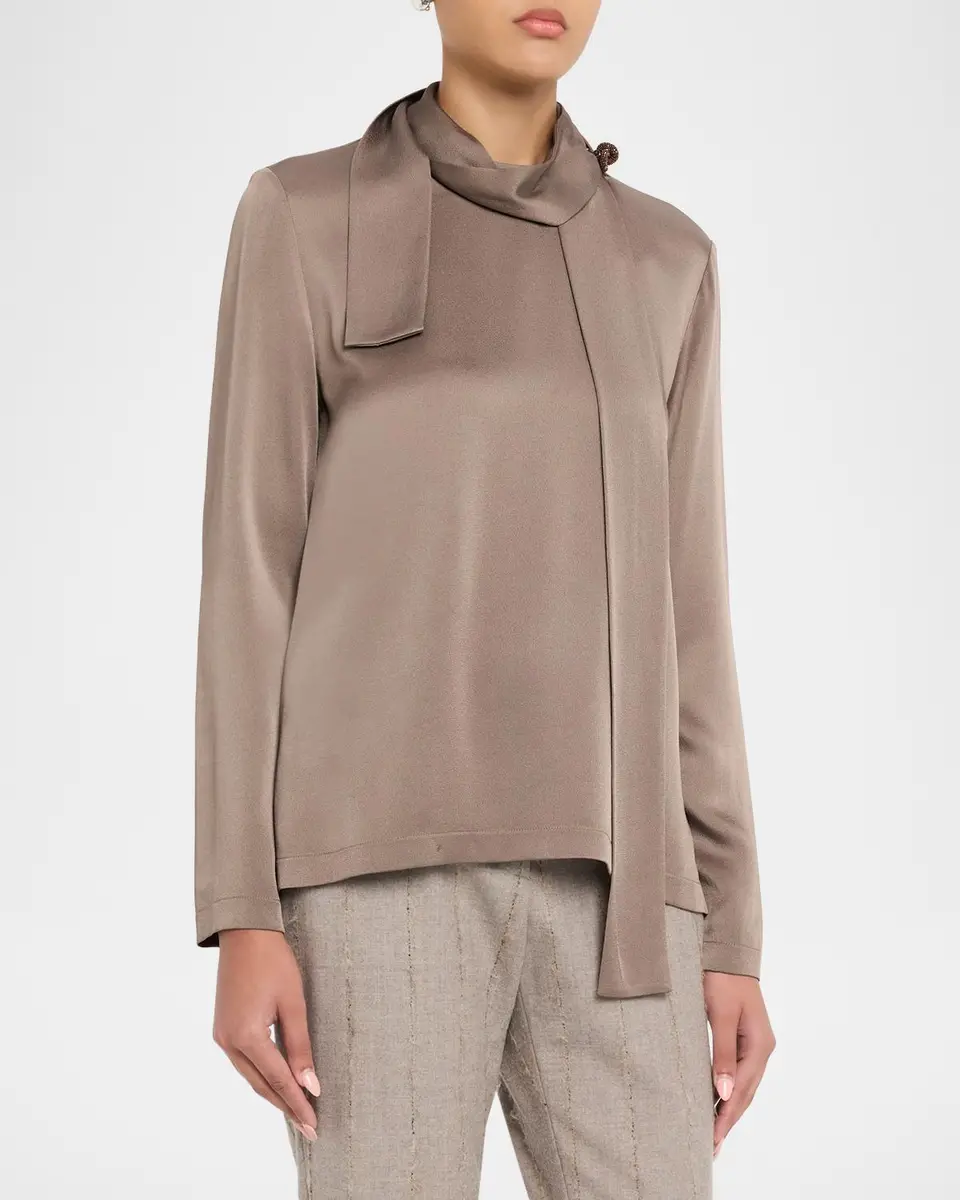 Fabiana Filippi Draped Envers Satin Top | Thumbnail 4 Fabiana Filippi Draped Envers Satin Top | Thumbnail 4
