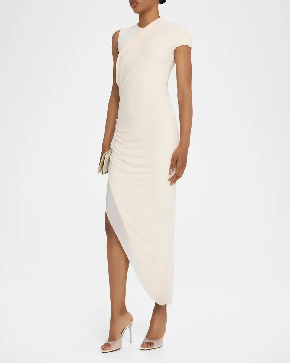 Et Ochs Georgia Draped High-Low Knit Combo Midi Dress | Thumbnail 4 Et Ochs Georgia Draped High-Low Knit Combo Midi Dress | Thumbnail 4
