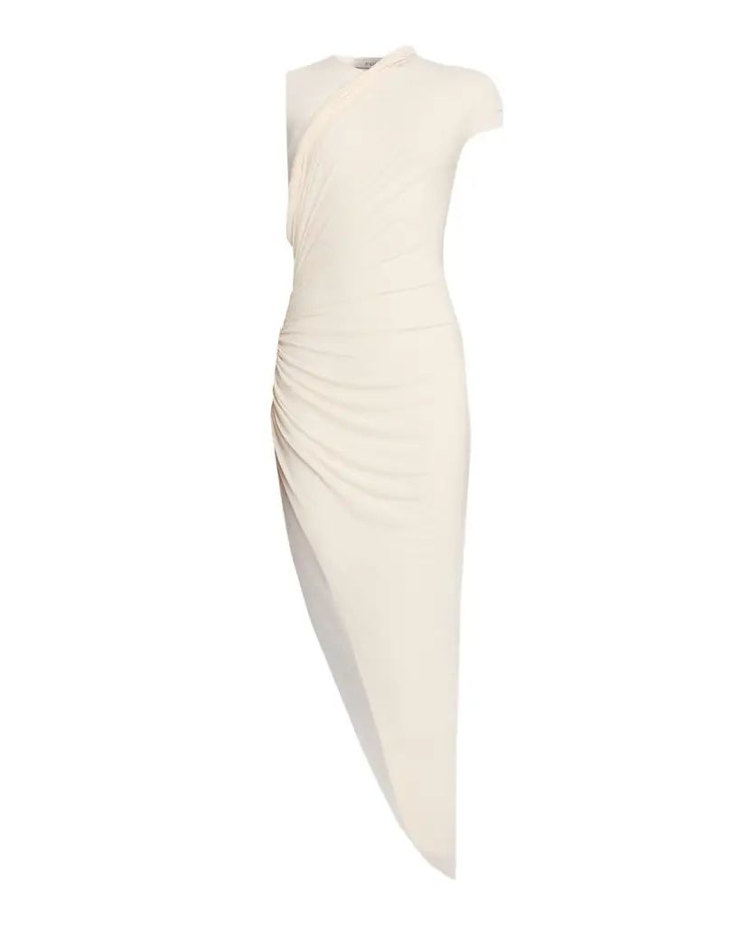Et Ochs Georgia Draped High-Low Knit Combo Midi Dress