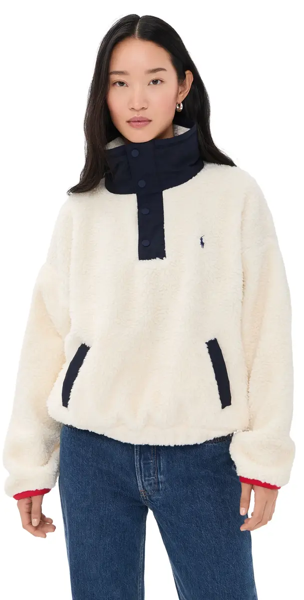 Polo Ralph Lauren Polo Bear Fleece Funnel Neck Pullover clubhouse cream multi | Image 1 Polo Ralph Lauren Polo Bear Fleece Funnel Neck Pullover clubhouse cream multi | Image 1