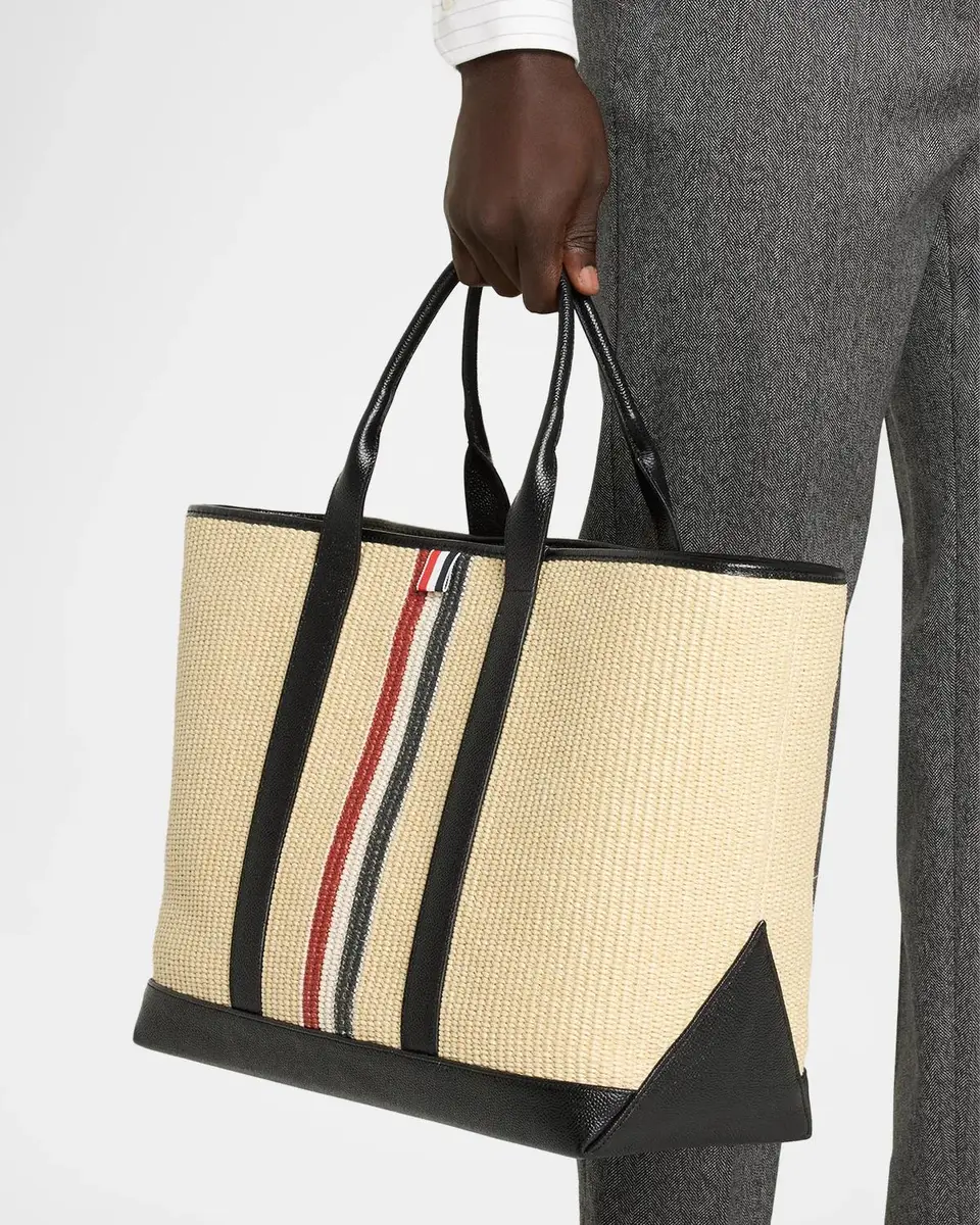 Thom Browne Men's Medium Tool Raffia Tote Bag | Thumbnail 2 Thom Browne Men's Medium Tool Raffia Tote Bag | Thumbnail 2