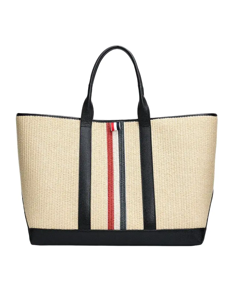 Thom Browne Men's Medium Tool Raffia Tote Bag | Image 1 Thom Browne Men's Medium Tool Raffia Tote Bag | Image 1