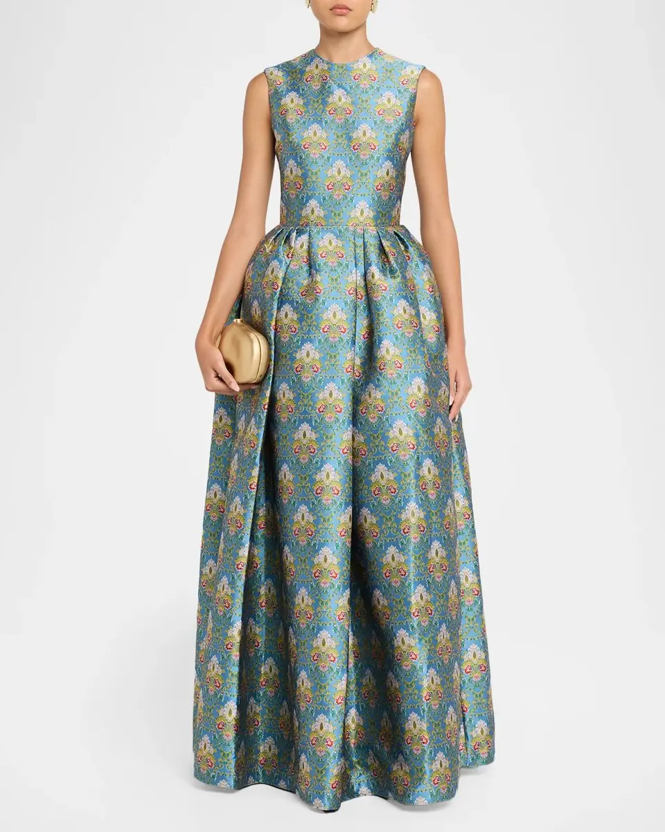 Reem Acra Sleeveless Metallic Brocade Ball Gown | Thumbnail 2 Reem Acra Sleeveless Metallic Brocade Ball Gown | Thumbnail 2
