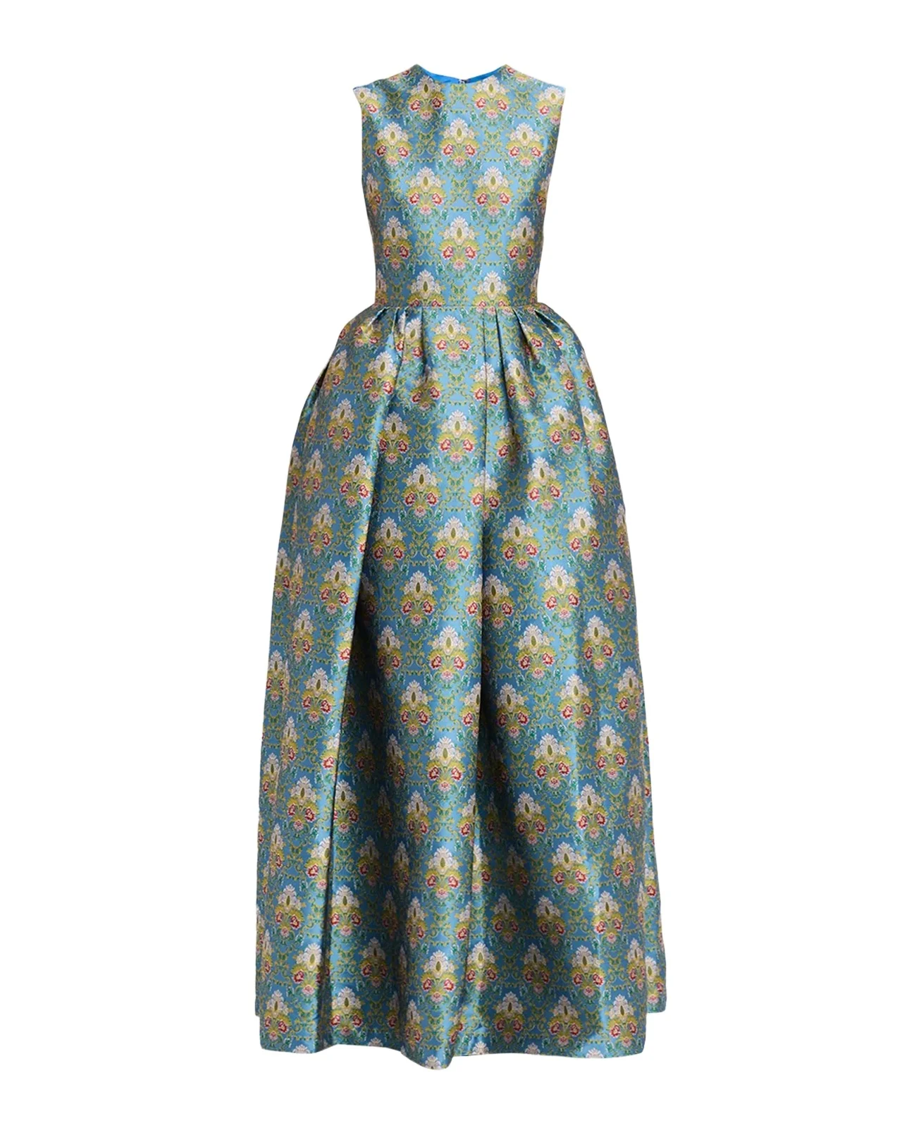 Sleeveless Metallic Brocade Ball Gown