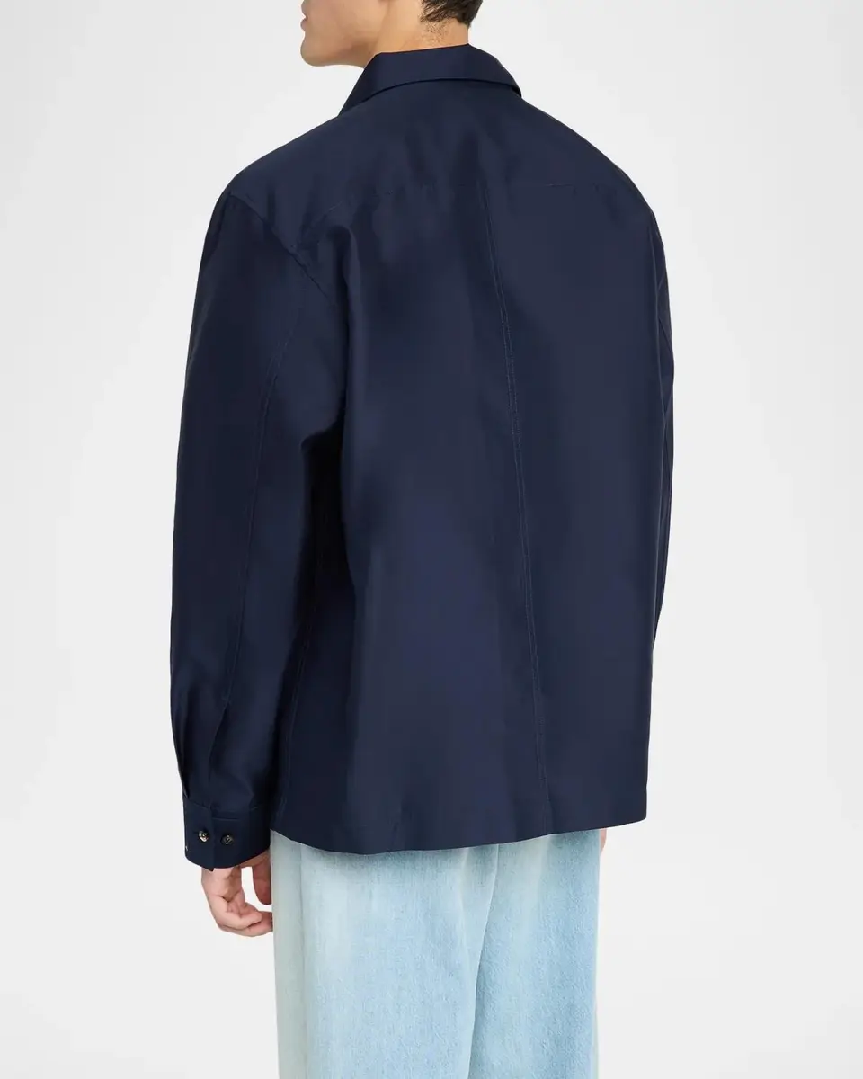Bottega Veneta Men's Washed Cotton and Silk Overshirt | Thumbnail 3 Bottega Veneta Men's Washed Cotton and Silk Overshirt | Thumbnail 3
