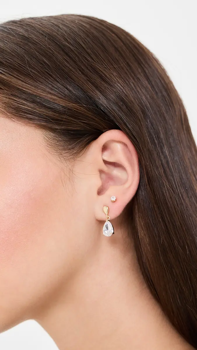 By Adina Eden Teardrop Huggie Earring Set | Thumbnail 3