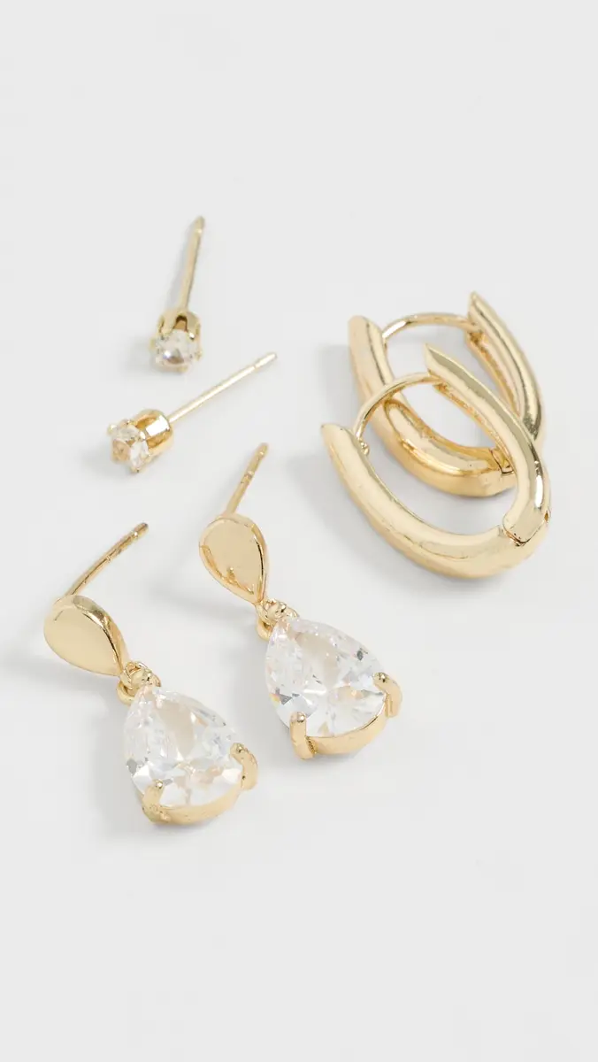 By Adina Eden Teardrop Huggie Earring Set | Thumbnail 5