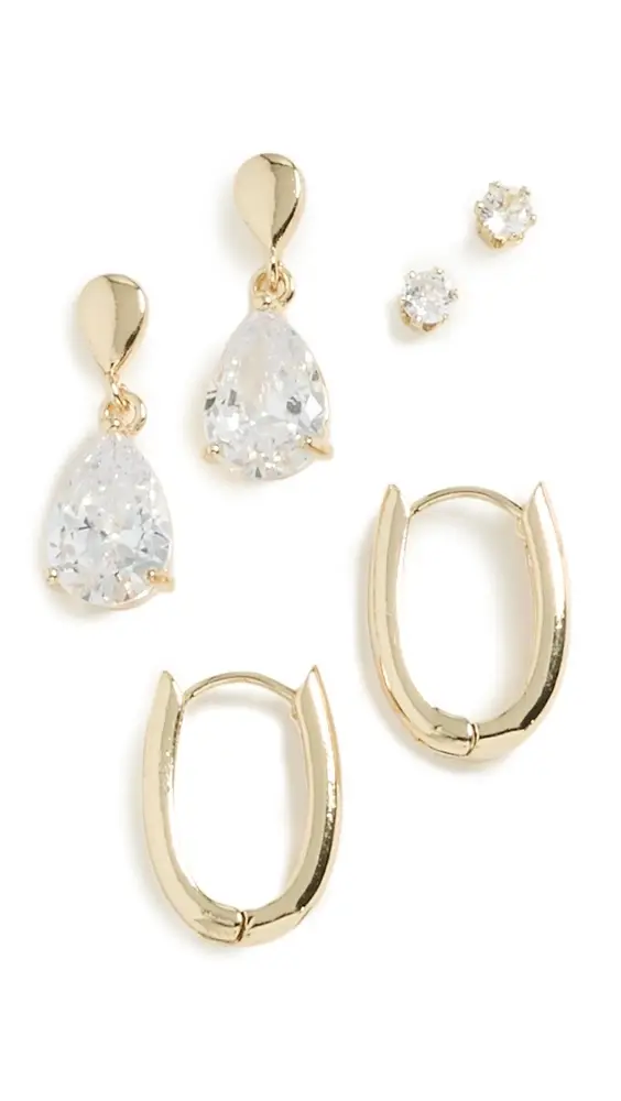 By Adina Eden Teardrop Huggie Earring Set | Thumbnail 6
