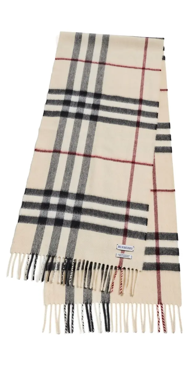 Burberry Check Cashmere Scarf Stone One Size | Image 1 Burberry Check Cashmere Scarf Stone One Size | Image 1