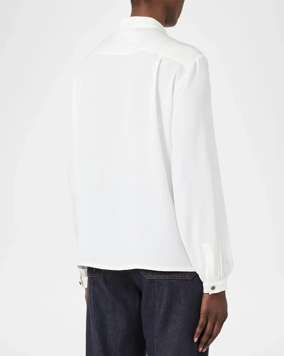 Max Mara Ruffled Neck-Scarf Silk Charmeuse Shirt | Thumbnail 2 Max Mara Ruffled Neck-Scarf Silk Charmeuse Shirt | Thumbnail 2