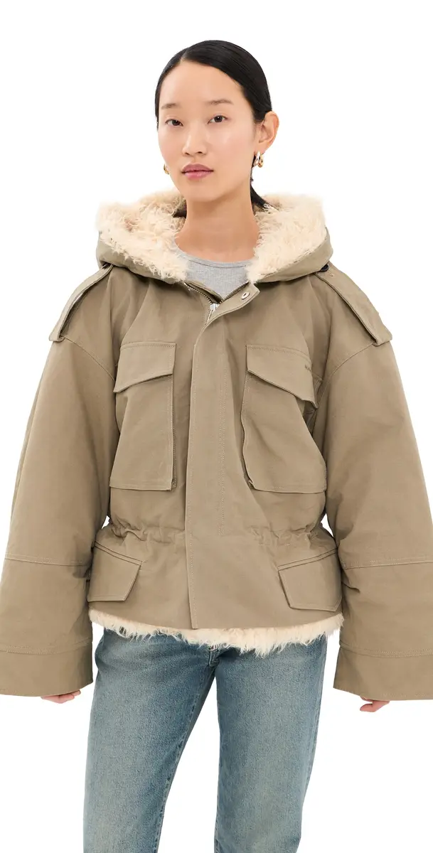 Marc Jacobs Cropped Cargo Parka Utility Khaki | Image 1 Marc Jacobs Cropped Cargo Parka Utility Khaki | Image 1