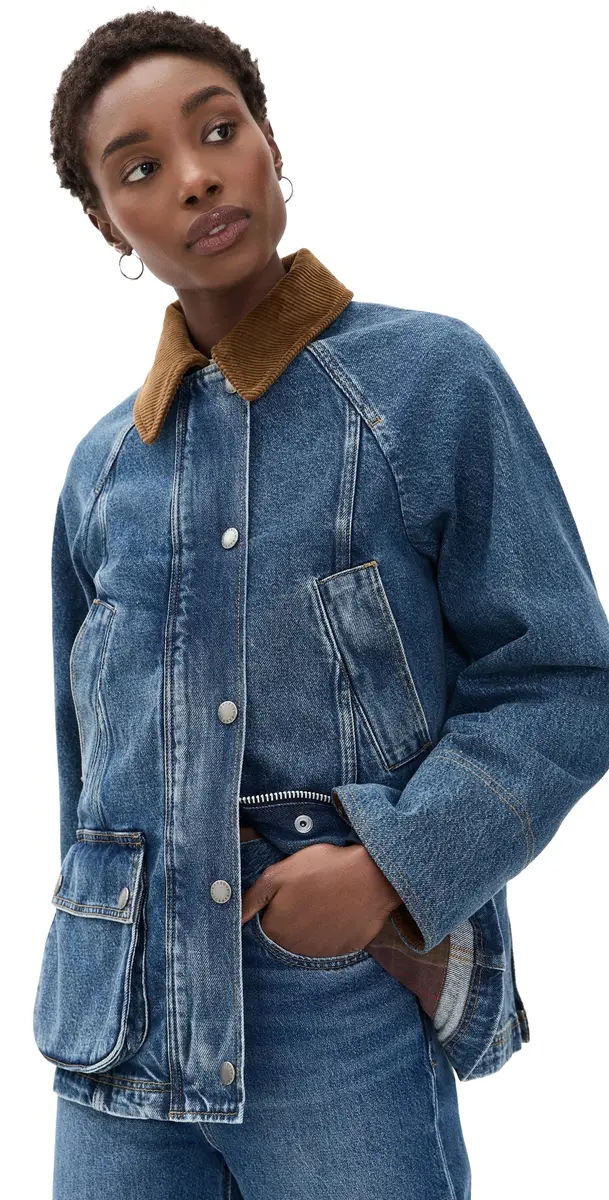 Barbour Denim Modern Beadnell Casual Jacket Mid Blue Denim/Classic | Image 1 Barbour Denim Modern Beadnell Casual Jacket Mid Blue Denim/Classic | Image 1