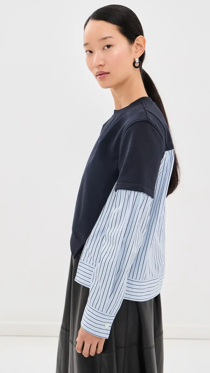 3.1 Phillip Lim Stripe Poplin Combo Sweatshirt | Thumbnail 4 3.1 Phillip Lim Stripe Poplin Combo Sweatshirt | Thumbnail 4