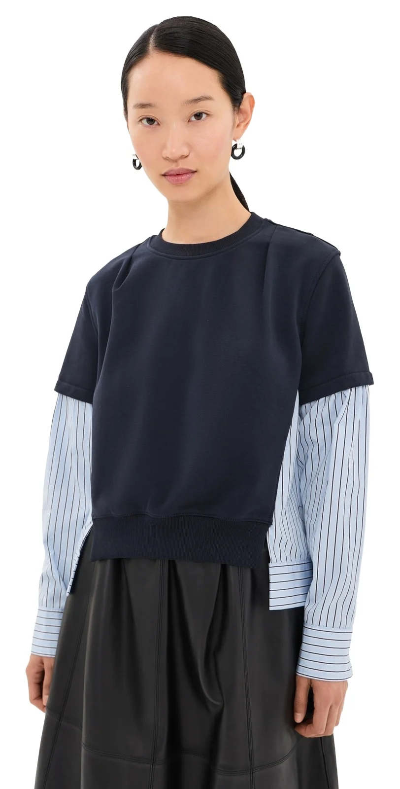 3.1 Phillip Lim Stripe Poplin Combo Sweatshirt