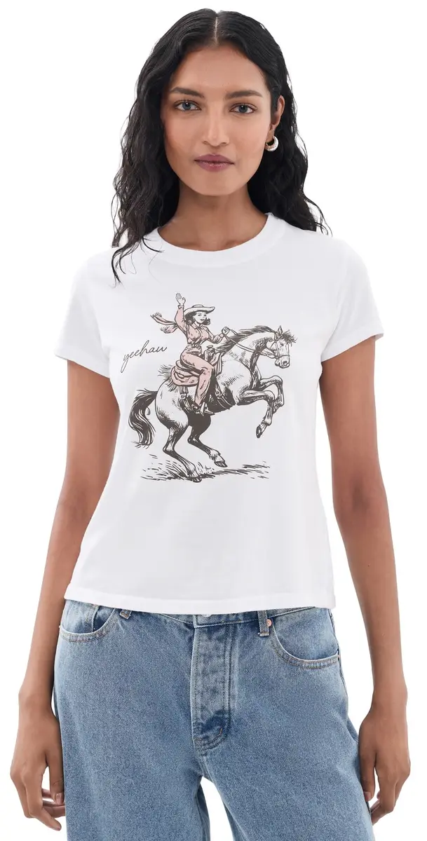 Sunny Somewhere Yeehaw Cowgirl Crew Tee White L | Image 1 Sunny Somewhere Yeehaw Cowgirl Crew Tee White L | Image 1