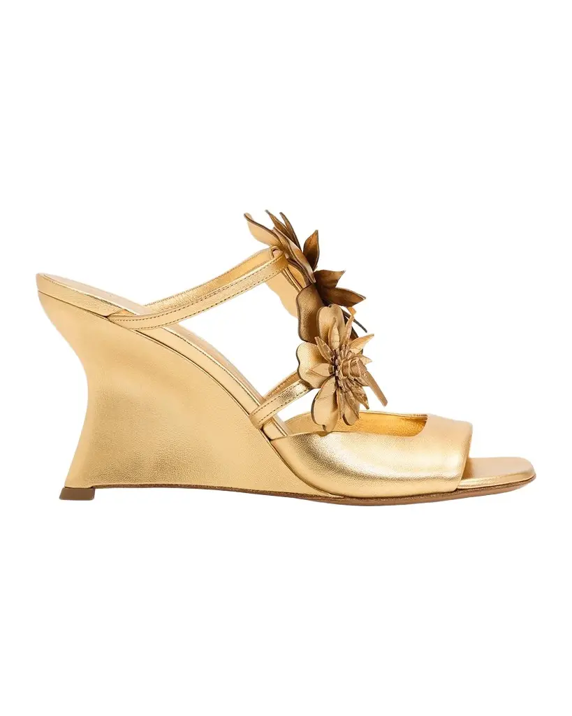 Zimmermann Belara 85MM Floral Leather Wedge Sandals | Image 1 Zimmermann Belara 85MM Floral Leather Wedge Sandals | Image 1