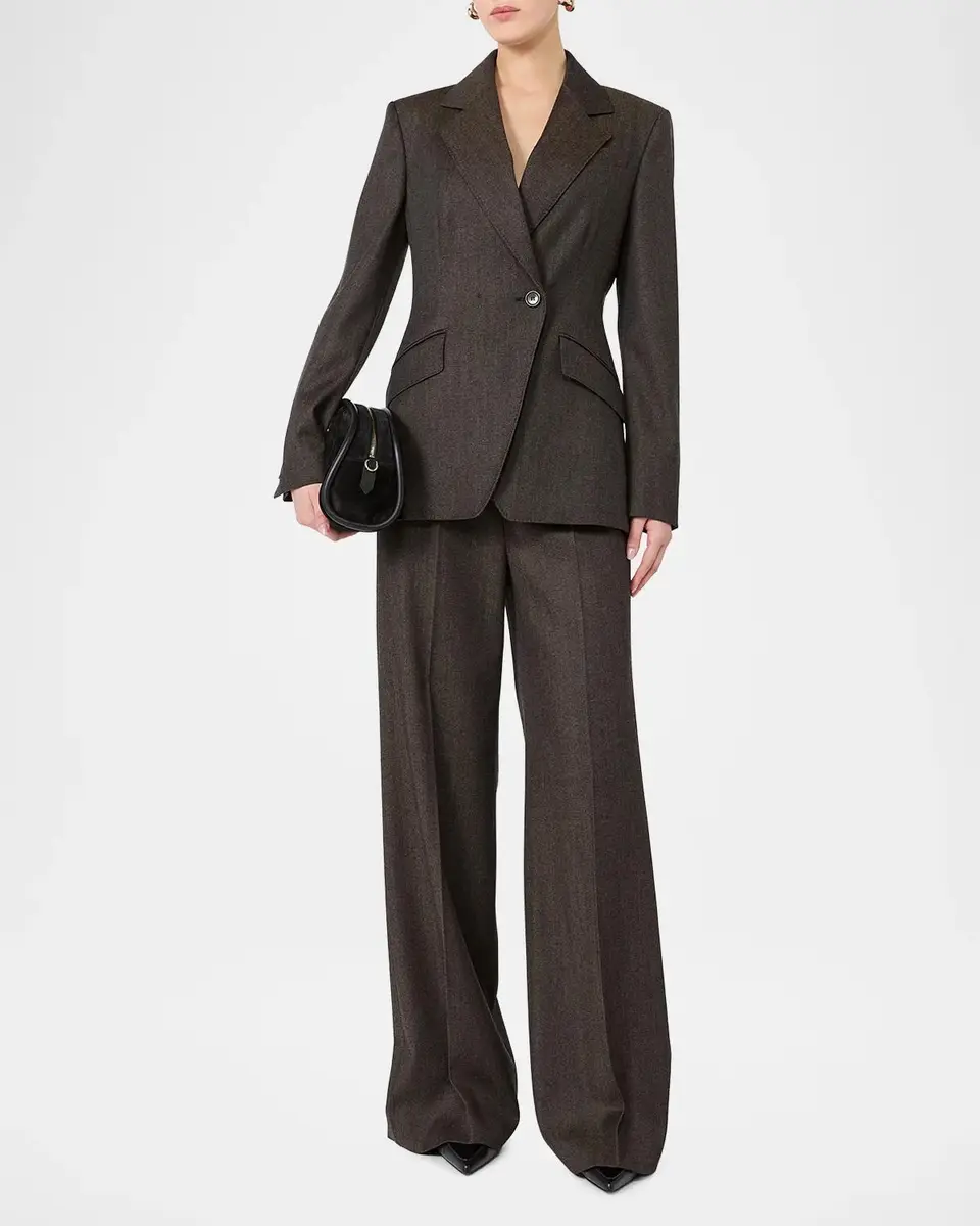 Max Mara Wool Twill Wide-Leg Trousers | Thumbnail 2 Max Mara Wool Twill Wide-Leg Trousers | Thumbnail 2