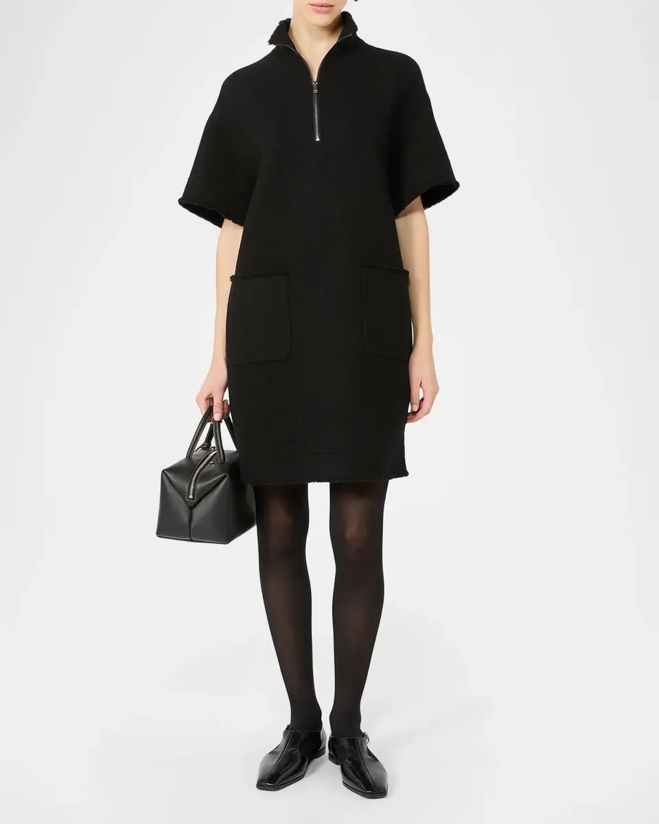Max Mara Short-Sleeve Wool Zip Mini Dress | Thumbnail 2 Max Mara Short-Sleeve Wool Zip Mini Dress | Thumbnail 2