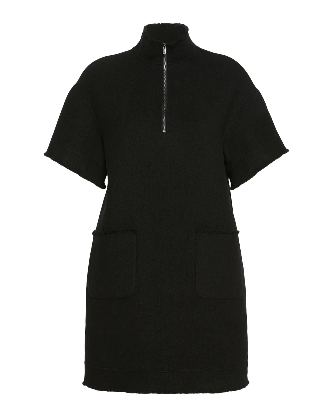 Max Mara Short-Sleeve Wool Zip Mini Dress