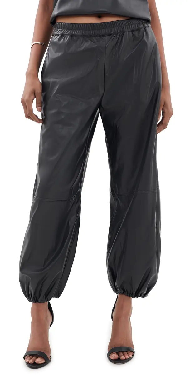 Wayf Camryn Faux eather Balloon Pants Black | Image 1 Wayf Camryn Faux eather Balloon Pants Black | Image 1