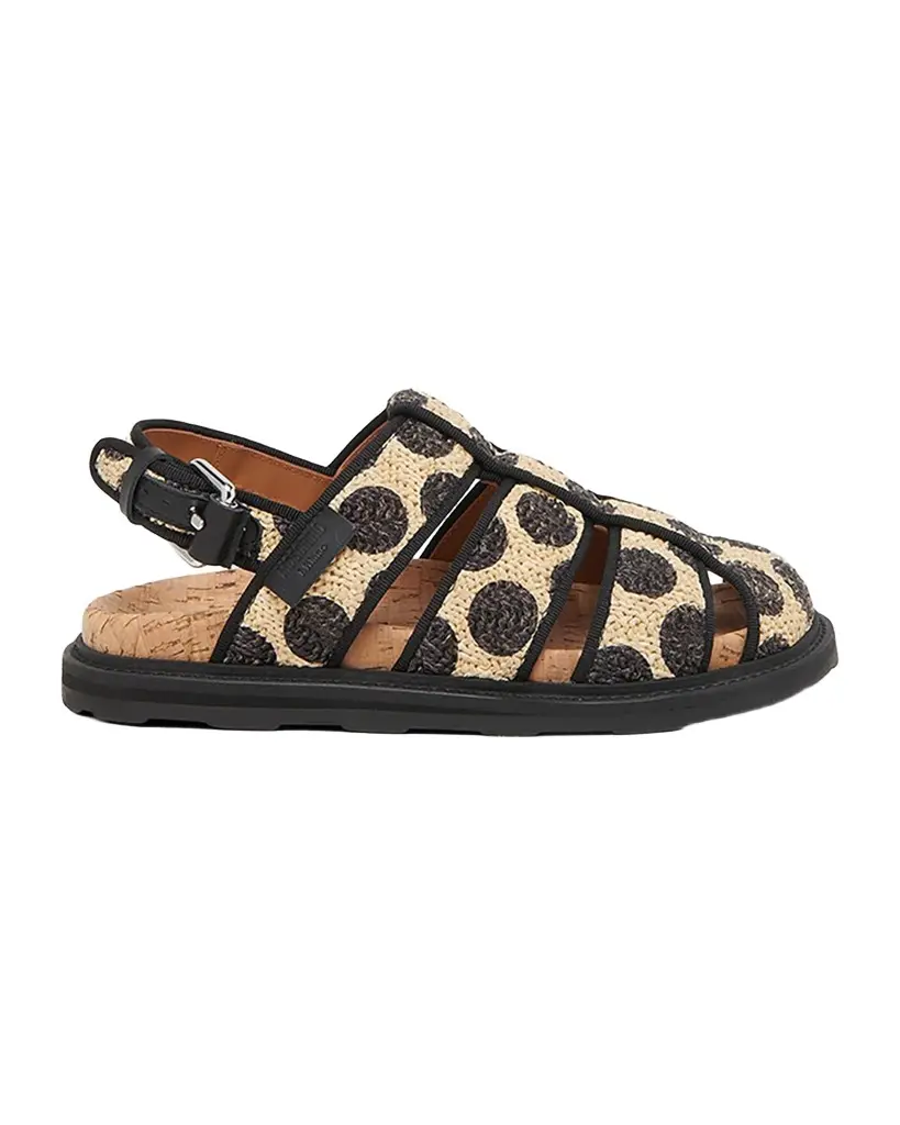 MOSCHINO Polka Dot Raffia Fisherman Sandals | Image 1 MOSCHINO Polka Dot Raffia Fisherman Sandals | Image 1
