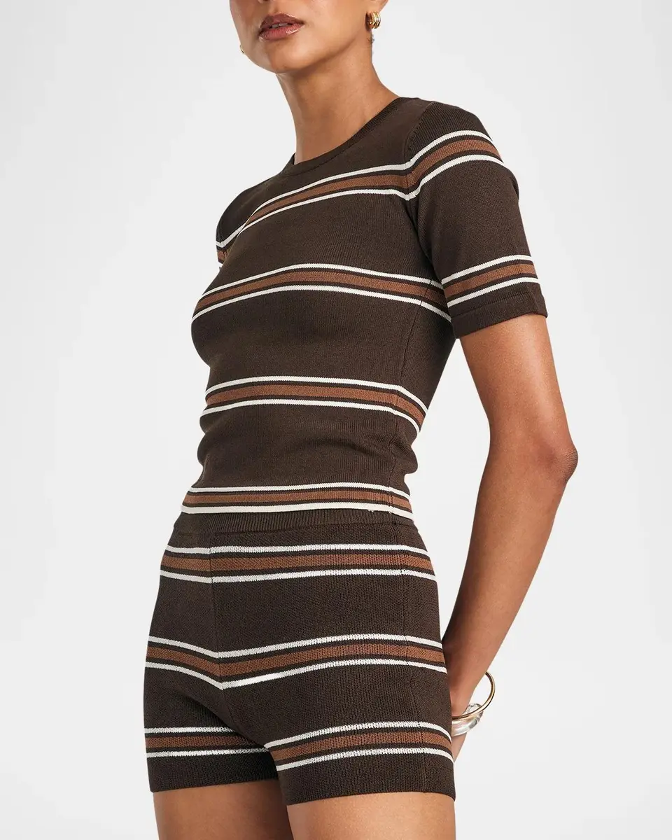 SEROYA Kel Striped High-Rise Shorts | Thumbnail 6 SEROYA Kel Striped High-Rise Shorts | Thumbnail 6
