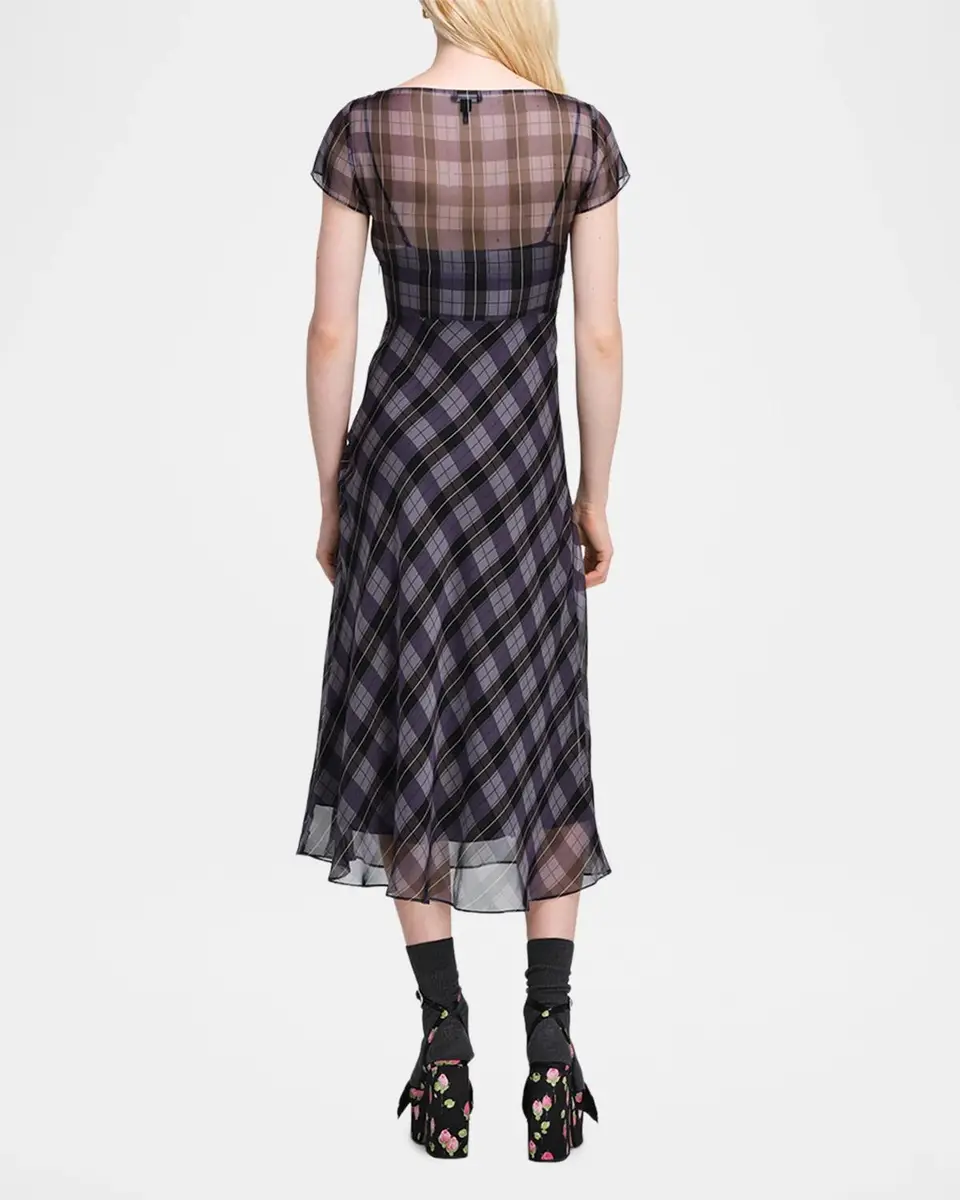 Marc Jacobs Plaid Chiffon Midi Dress | Thumbnail 3 Marc Jacobs Plaid Chiffon Midi Dress | Thumbnail 3