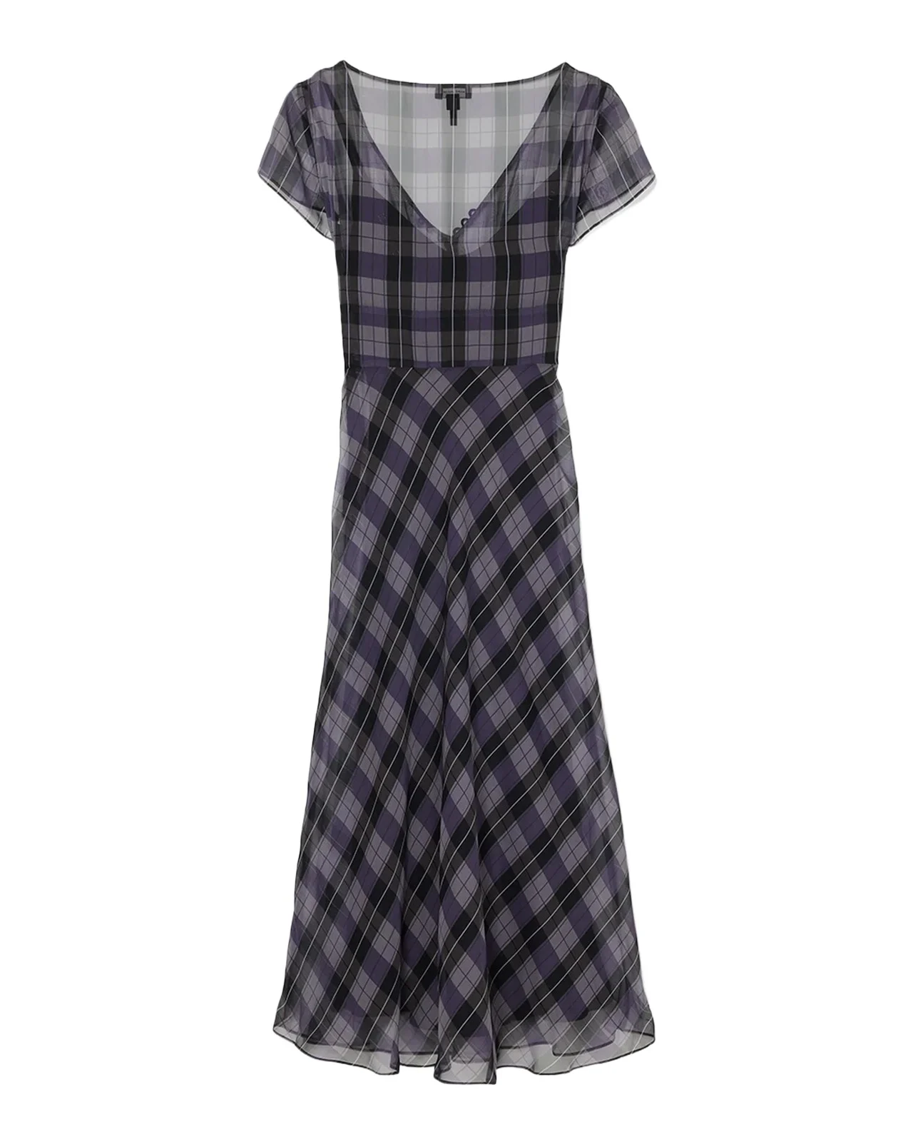 Marc Jacobs Plaid Chiffon Midi Dress