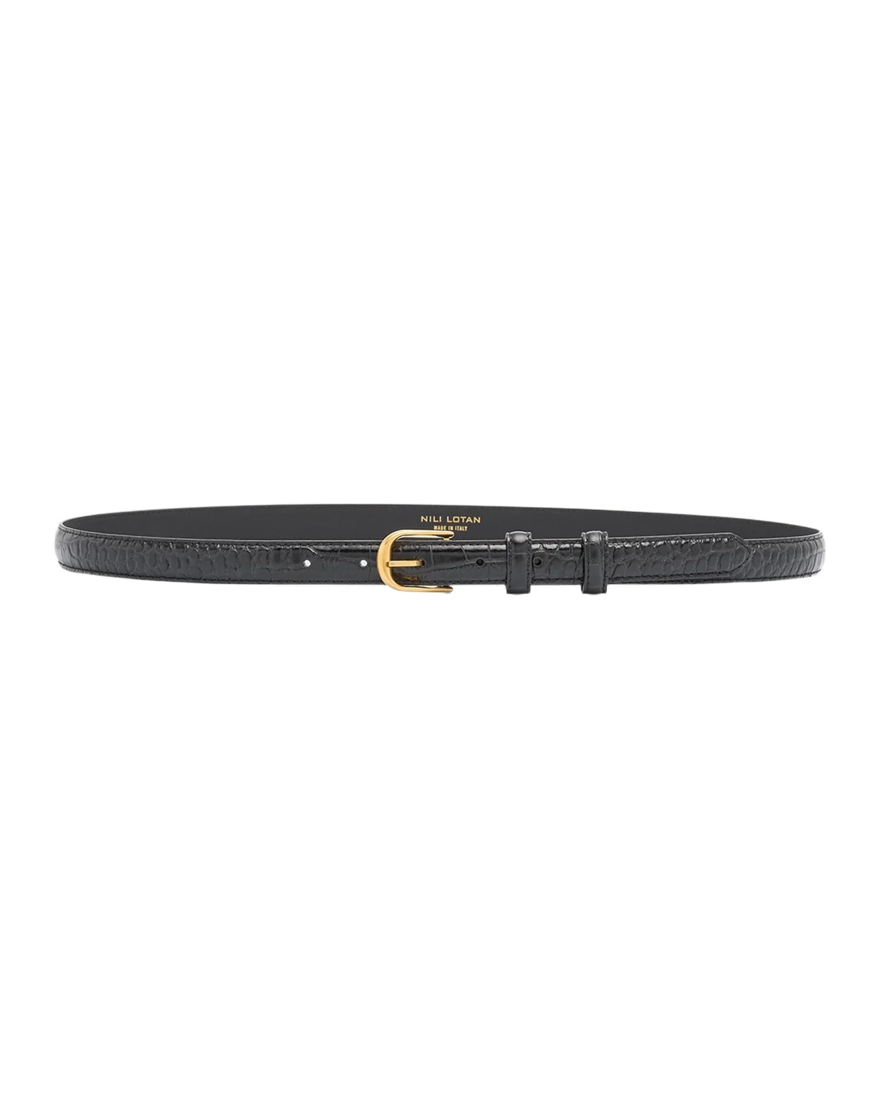 Nili Lotan Jane Croc Leather Thin Belt