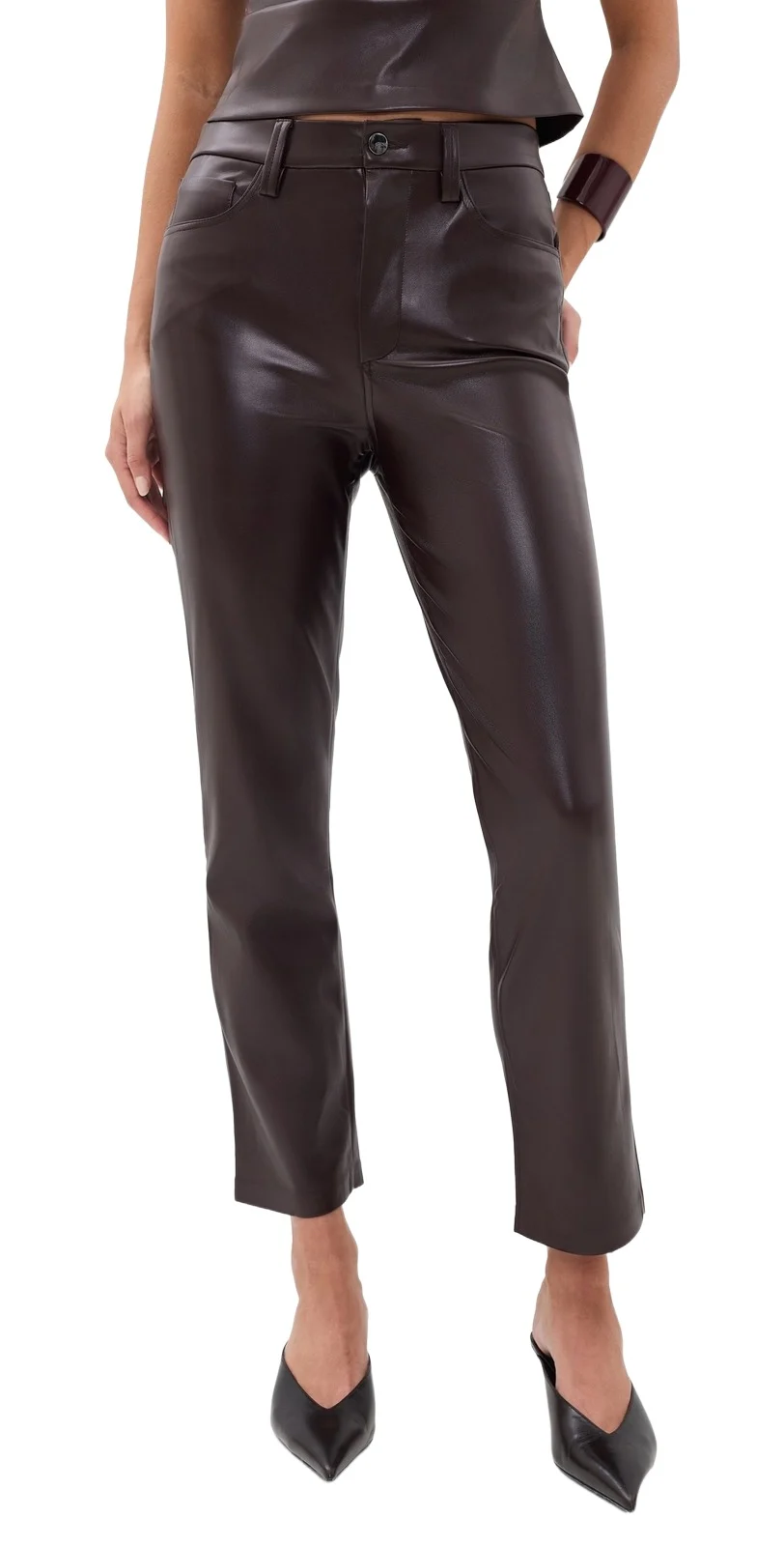 The Lyra Slim Ankle Vegan Leather Pants