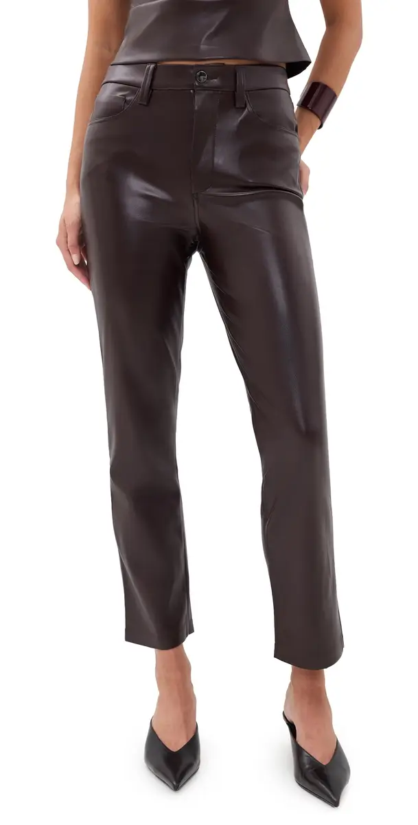 Joe's Jeans The Lyra Slim Ankle Vegan Leather Pants Cabernet | Image 1 Joe's Jeans The Lyra Slim Ankle Vegan Leather Pants Cabernet | Image 1