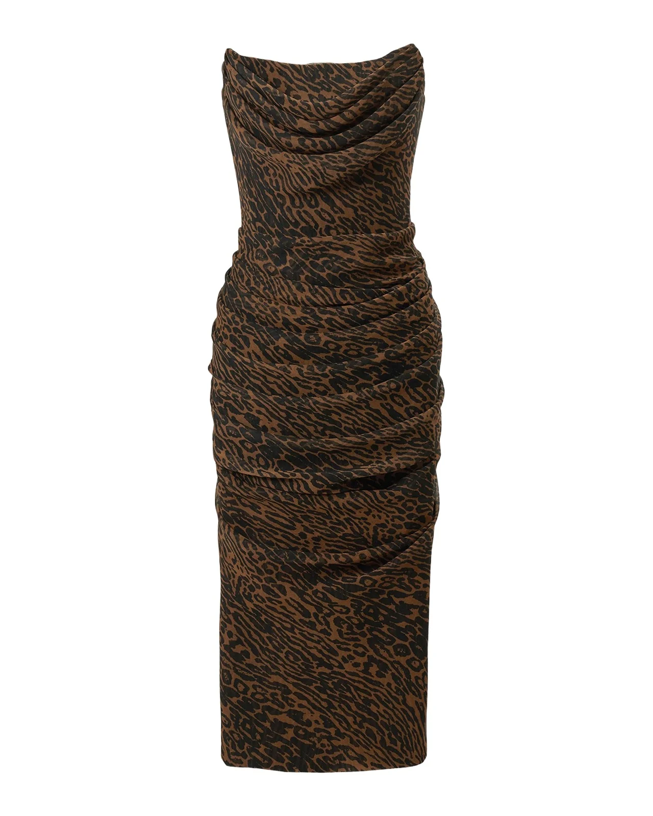 Strapless Leopard Chiffon Knee-Length Dress Strapless Leopard Chiffon Knee-Length Dress