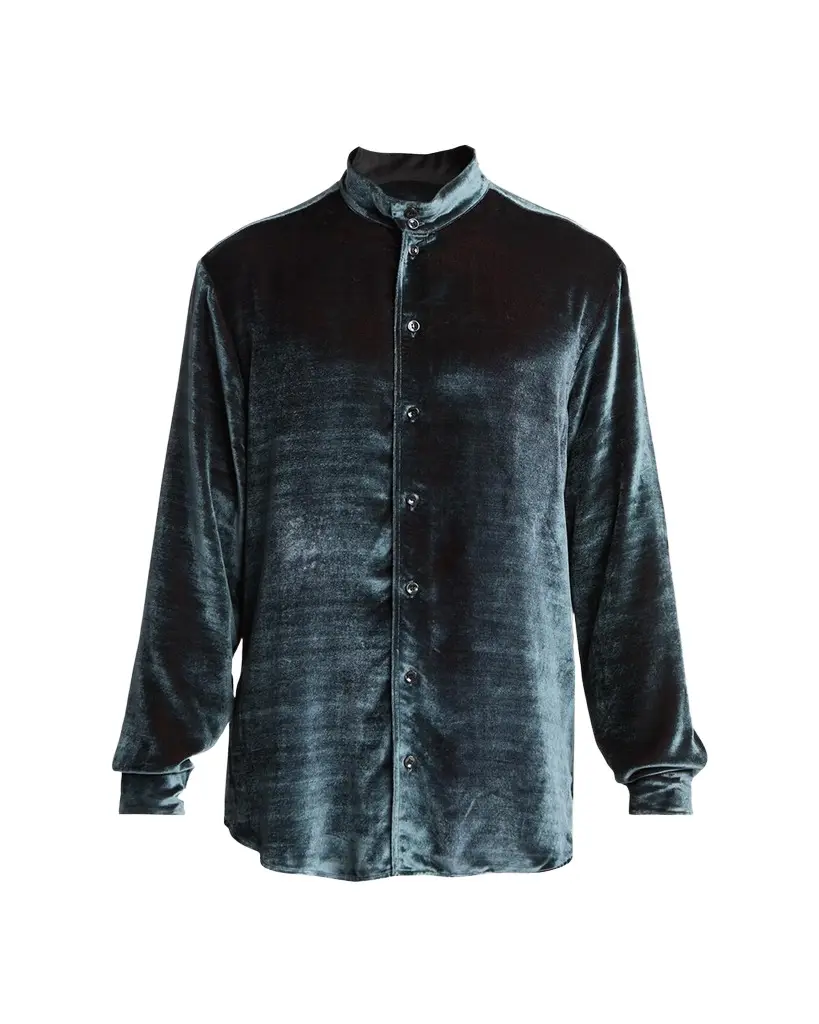 Giorgio Armani Men's Velvet Band Collar Button-Down Shirt | Image 1 Giorgio Armani Men's Velvet Band Collar Button-Down Shirt | Image 1