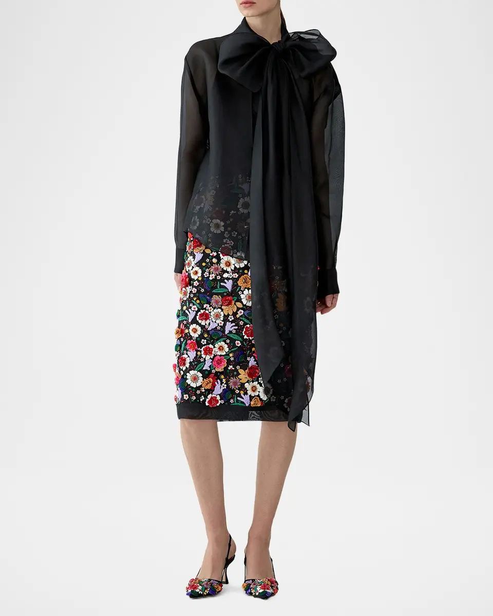 Carolina Herrera Bow Button-Front Silk Shirt | Thumbnail 2 Carolina Herrera Bow Button-Front Silk Shirt | Thumbnail 2