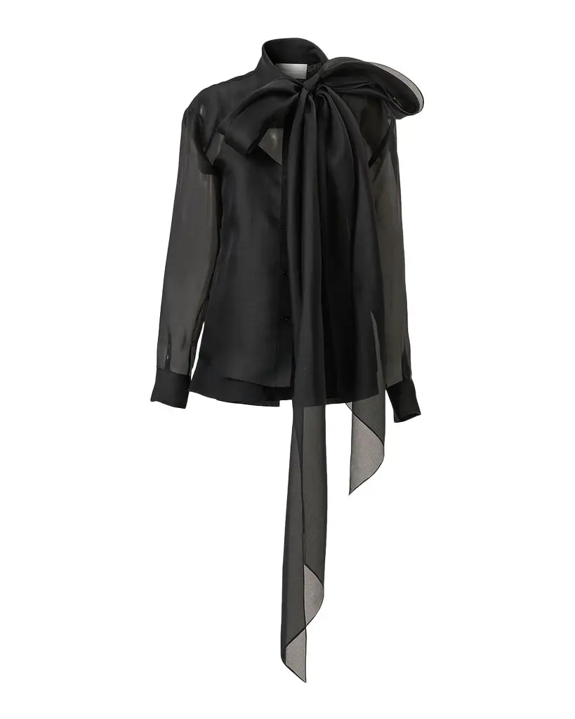 Carolina Herrera Bow Button-Front Silk Shirt | Image 1 Carolina Herrera Bow Button-Front Silk Shirt | Image 1
