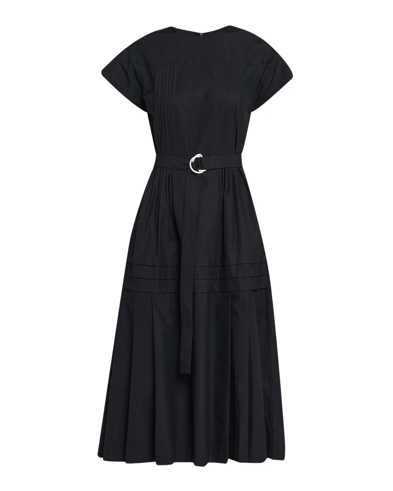 Pleated Poplin Midi Dress