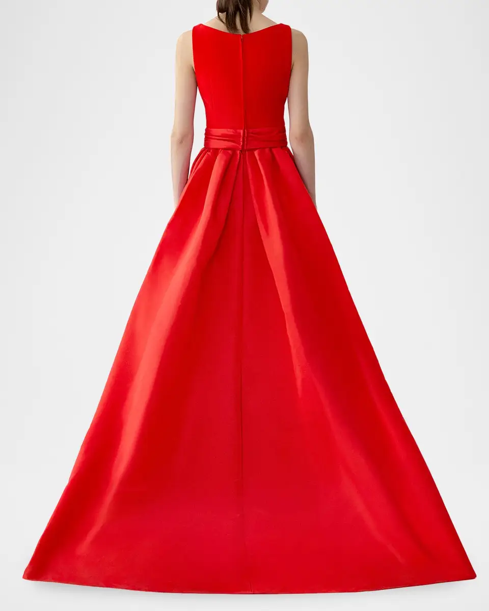 Carolina Herrera Sleeveless Boatneck Silk Overskirt Column Gown | Thumbnail 3 Carolina Herrera Sleeveless Boatneck Silk Overskirt Column Gown | Thumbnail 3