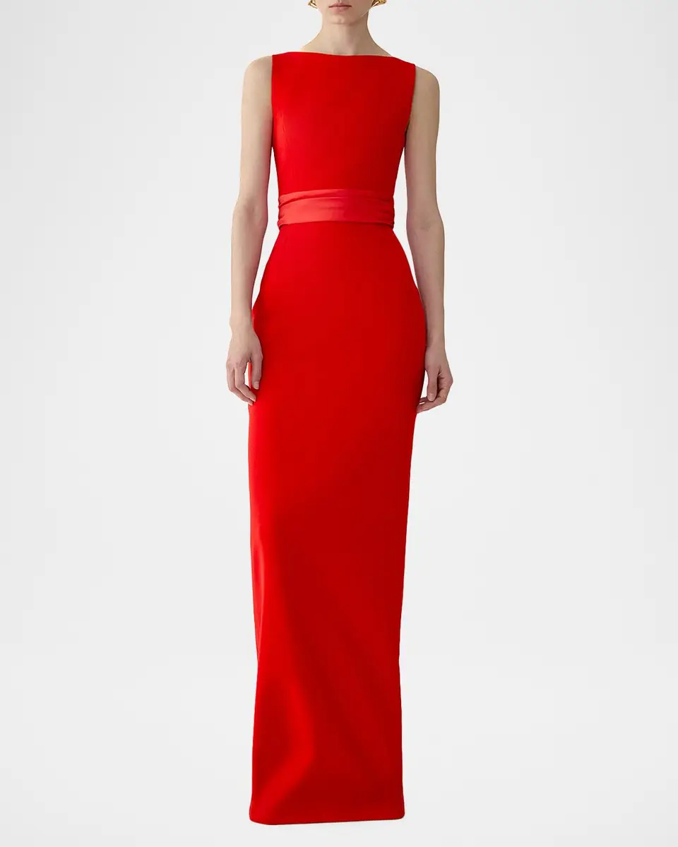 Carolina Herrera Sleeveless Boatneck Silk Overskirt Column Gown | Thumbnail 5 Carolina Herrera Sleeveless Boatneck Silk Overskirt Column Gown | Thumbnail 5
