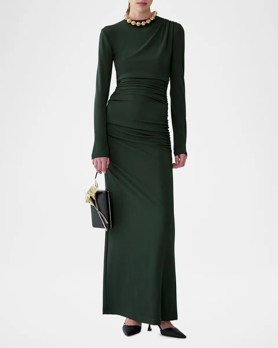 Carolina Herrera Ruched Long-Sleeve Maxi Dress | Thumbnail 2 Carolina Herrera Ruched Long-Sleeve Maxi Dress | Thumbnail 2
