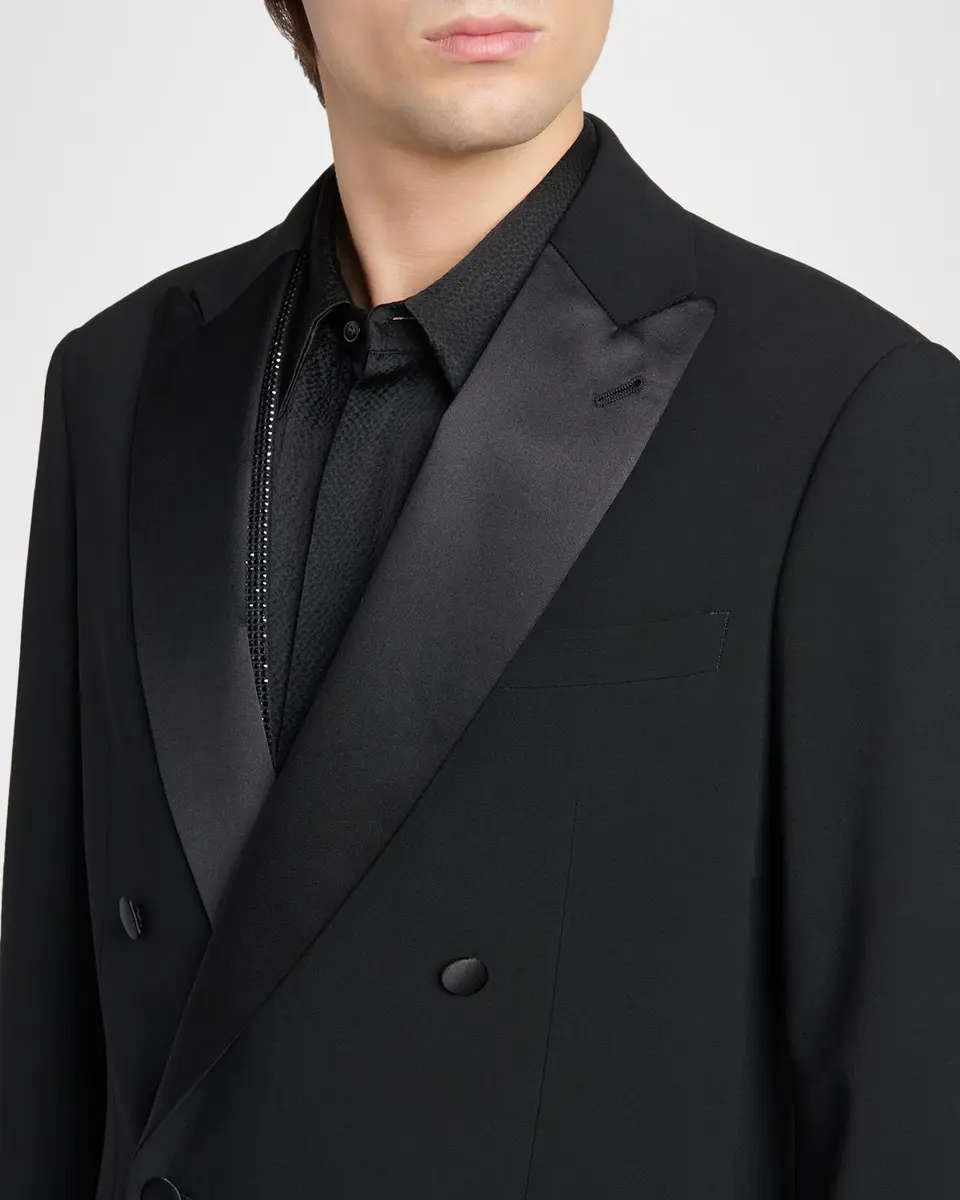 Giorgio Armani Men's Double Breasted Virgin Wool-blend Blazer | Thumbnail 4
