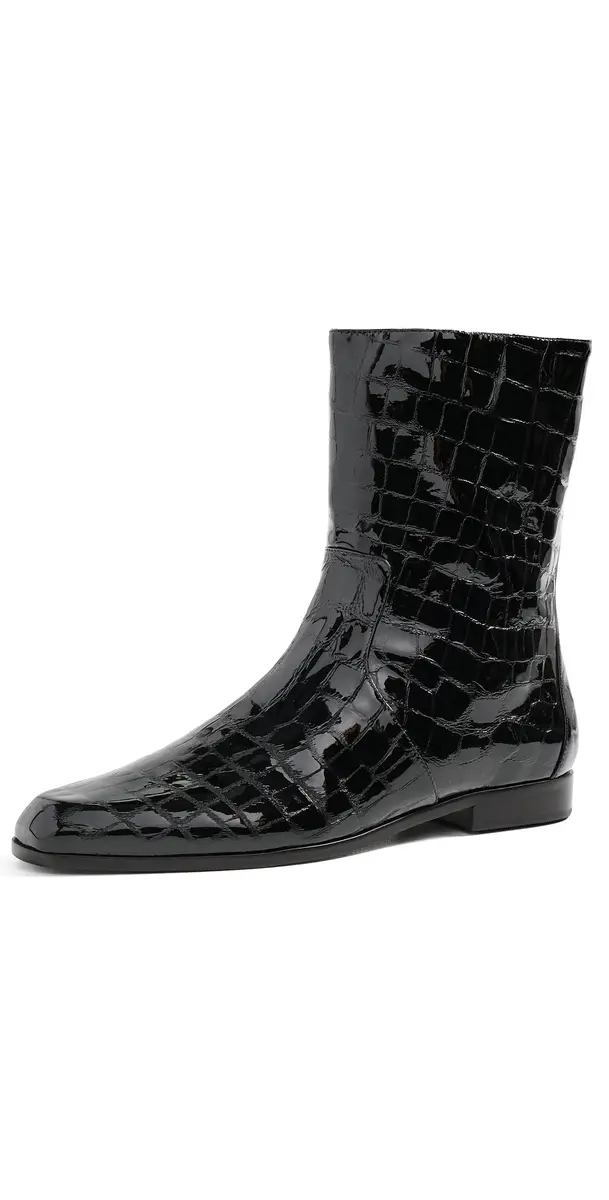 Black Suede Studio Aries Booties BLACK CROC PATENT LEATHER | Image 1 Black Suede Studio Aries Booties BLACK CROC PATENT LEATHER | Image 1