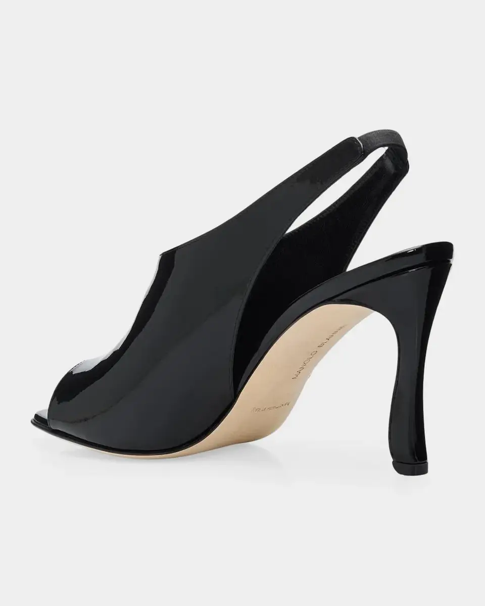 Manolo Blahnik 90mm Minufle Patent Leather Slingback Sandals | Thumbnail 2 Manolo Blahnik 90mm Minufle Patent Leather Slingback Sandals | Thumbnail 2