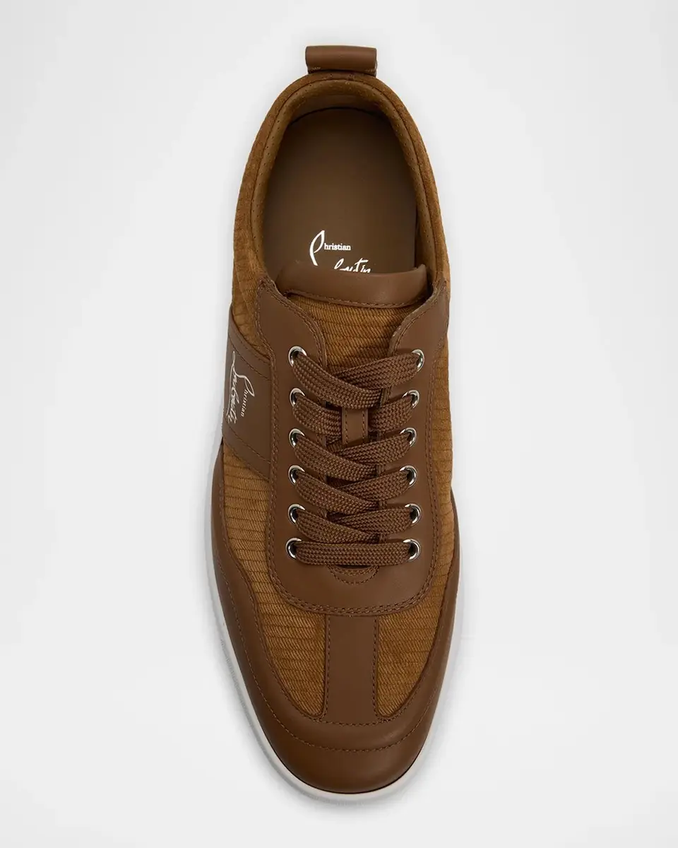 Christian Louboutin Men's Retero Reversed Leather Low-Top Sneakers | Thumbnail 4 Christian Louboutin Men's Retero Reversed Leather Low-Top Sneakers | Thumbnail 4