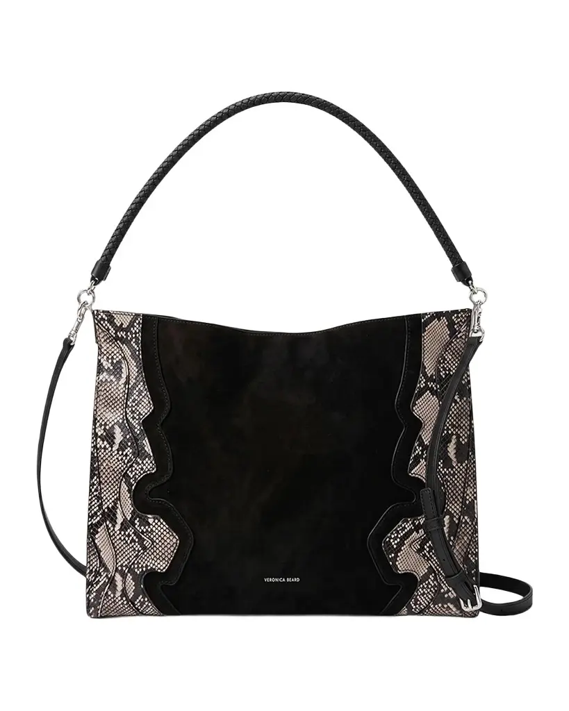 Vida Snakeskin-Embossed Suede Shoulder Bag Vida Snakeskin-Embossed Suede Shoulder Bag
