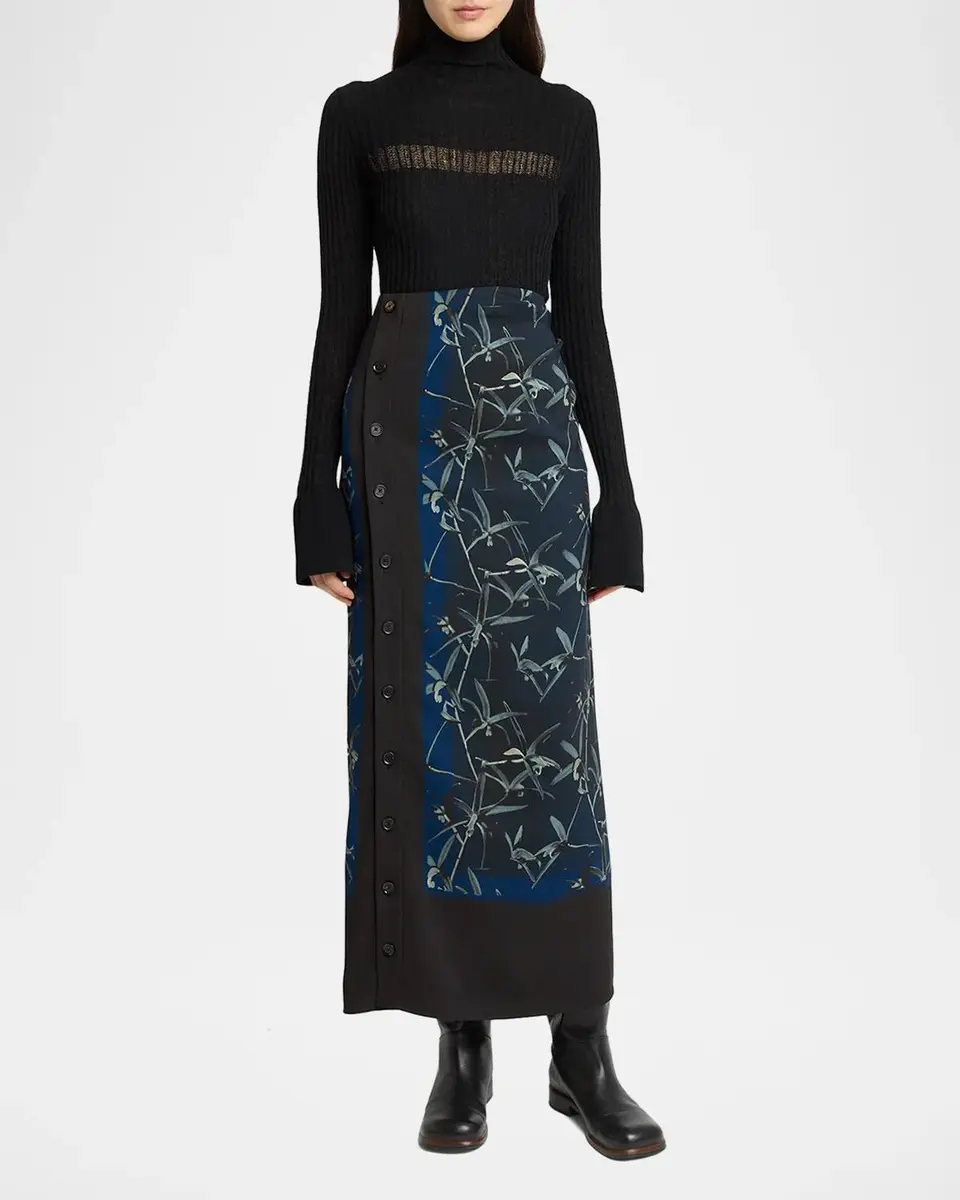 Proenza Schouler Anais Floral-Print Button-Side Midi Skirt | Thumbnail 2 Proenza Schouler Anais Floral-Print Button-Side Midi Skirt | Thumbnail 2