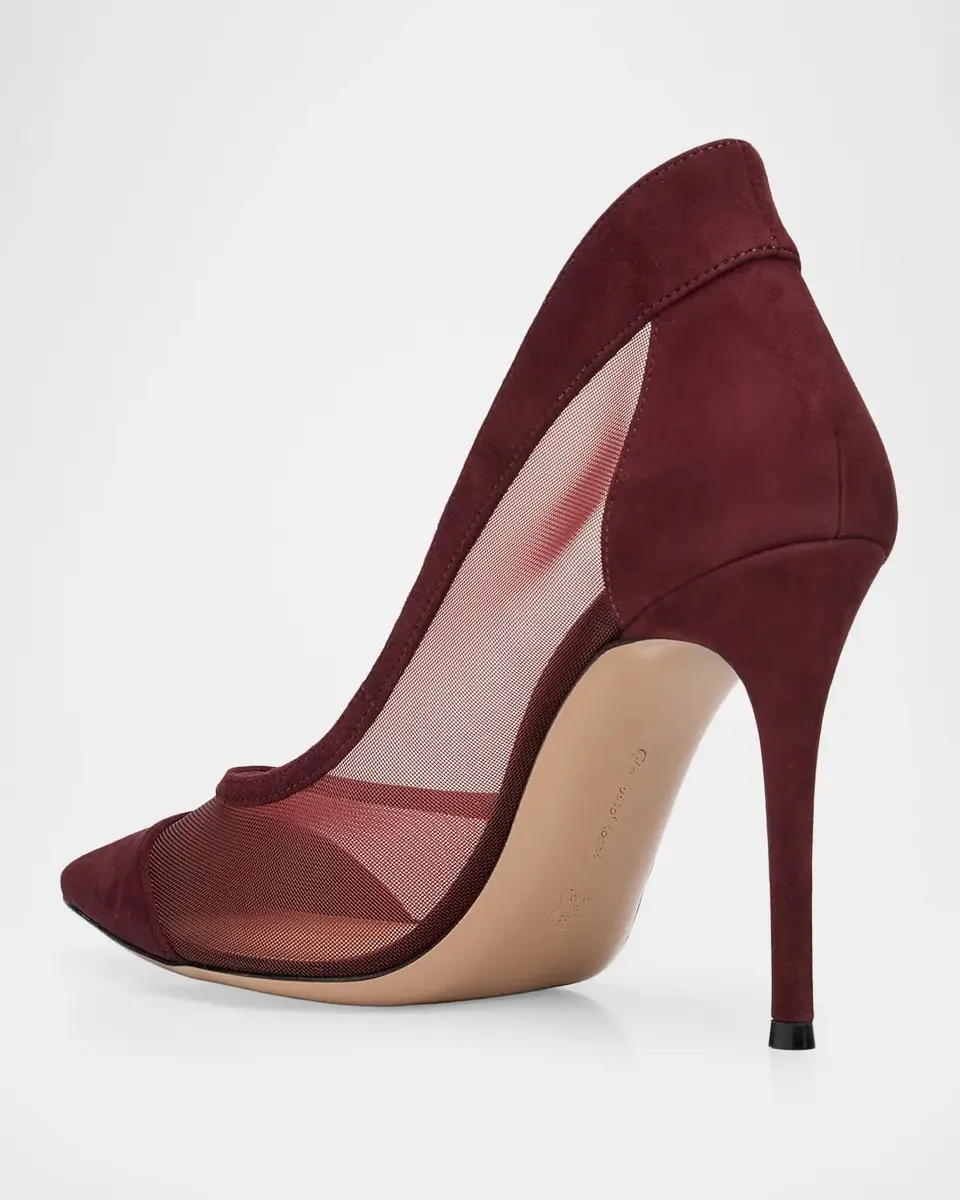 Gianvito Rossi 95mm Mesh and Suede Pointed-Toe Pumps | Thumbnail 2 Gianvito Rossi 95mm Mesh and Suede Pointed-Toe Pumps | Thumbnail 2