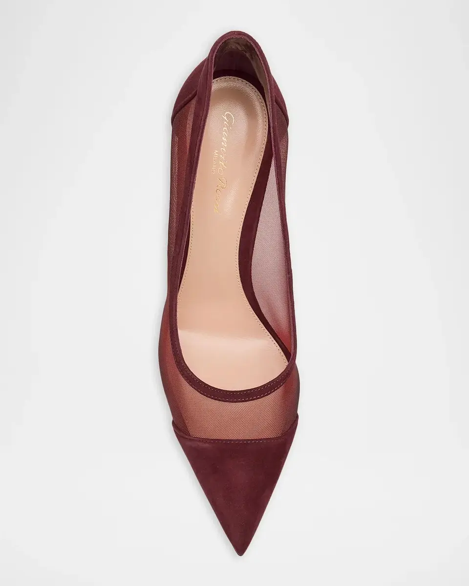 Gianvito Rossi 95mm Mesh and Suede Pointed-Toe Pumps | Thumbnail 4 Gianvito Rossi 95mm Mesh and Suede Pointed-Toe Pumps | Thumbnail 4