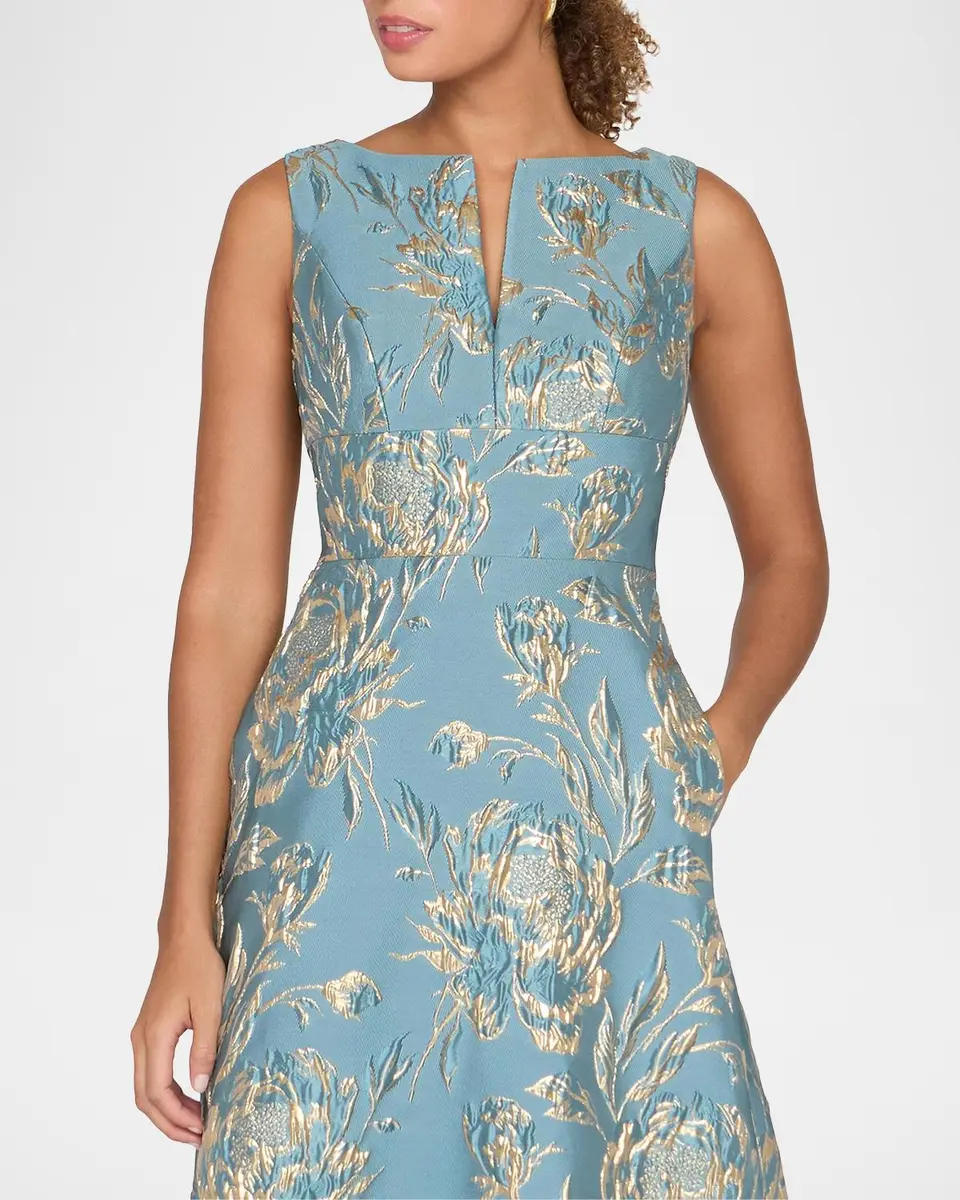 Kay Unger New York Giulietta Metallic Rose Jacquard Gown | Thumbnail 5 Kay Unger New York Giulietta Metallic Rose Jacquard Gown | Thumbnail 5