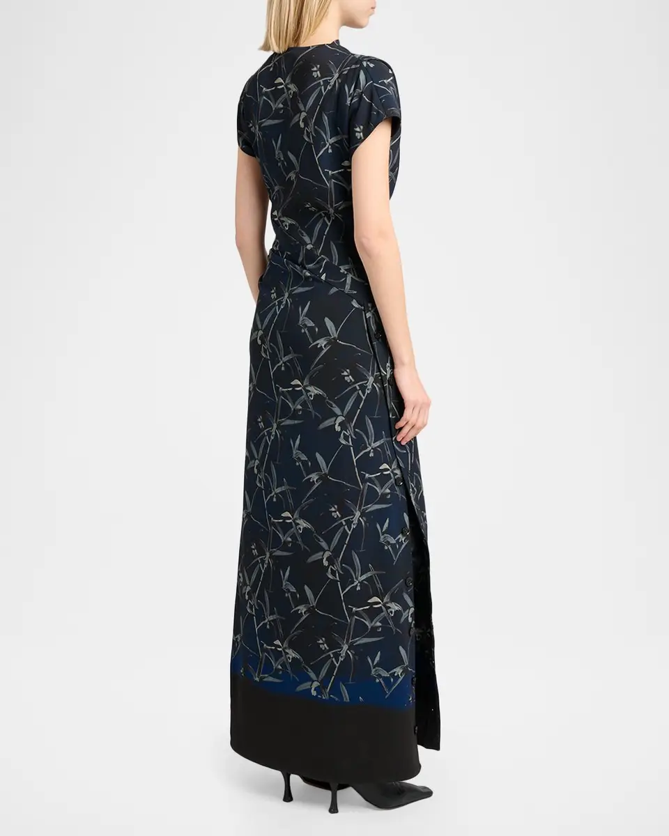 Proenza Schouler Anais Floral-Print Gathered Button-Side Maxi Dress | Thumbnail 3 Proenza Schouler Anais Floral-Print Gathered Button-Side Maxi Dress | Thumbnail 3