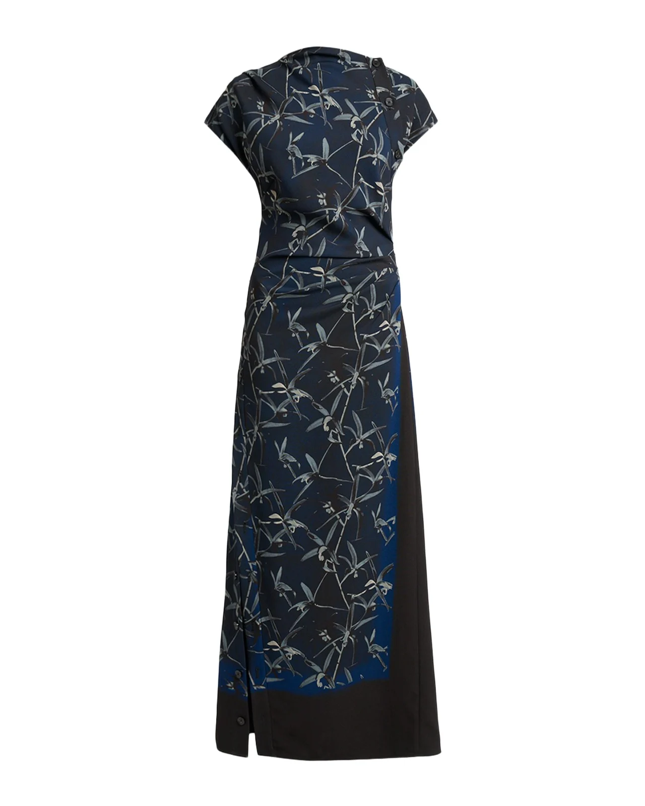 Anais Floral-Print Gathered Button-Side Maxi Dress Anais Floral-Print Gathered Button-Side Maxi Dress